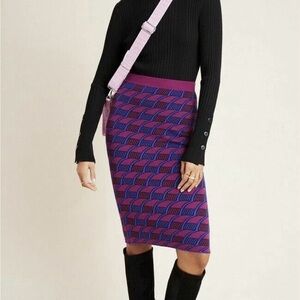 Maeve‎ by Antropologie Purple and Blue Geometric Pencil Skirt.